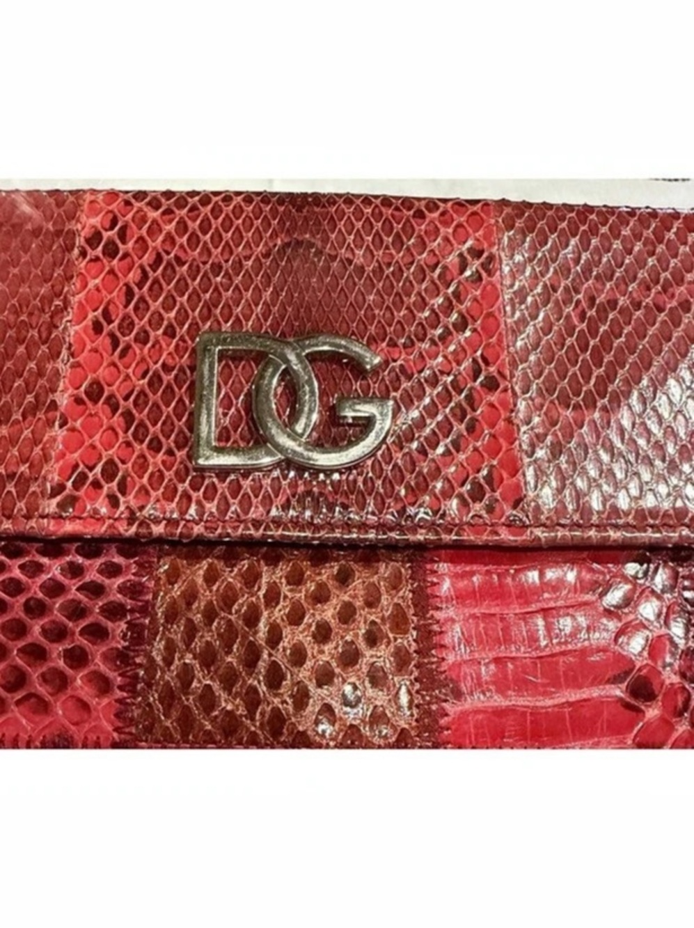 Dolce & Gabbana vintage Red Patchwork Wallet snake embossed leather - Picture 13 of 14